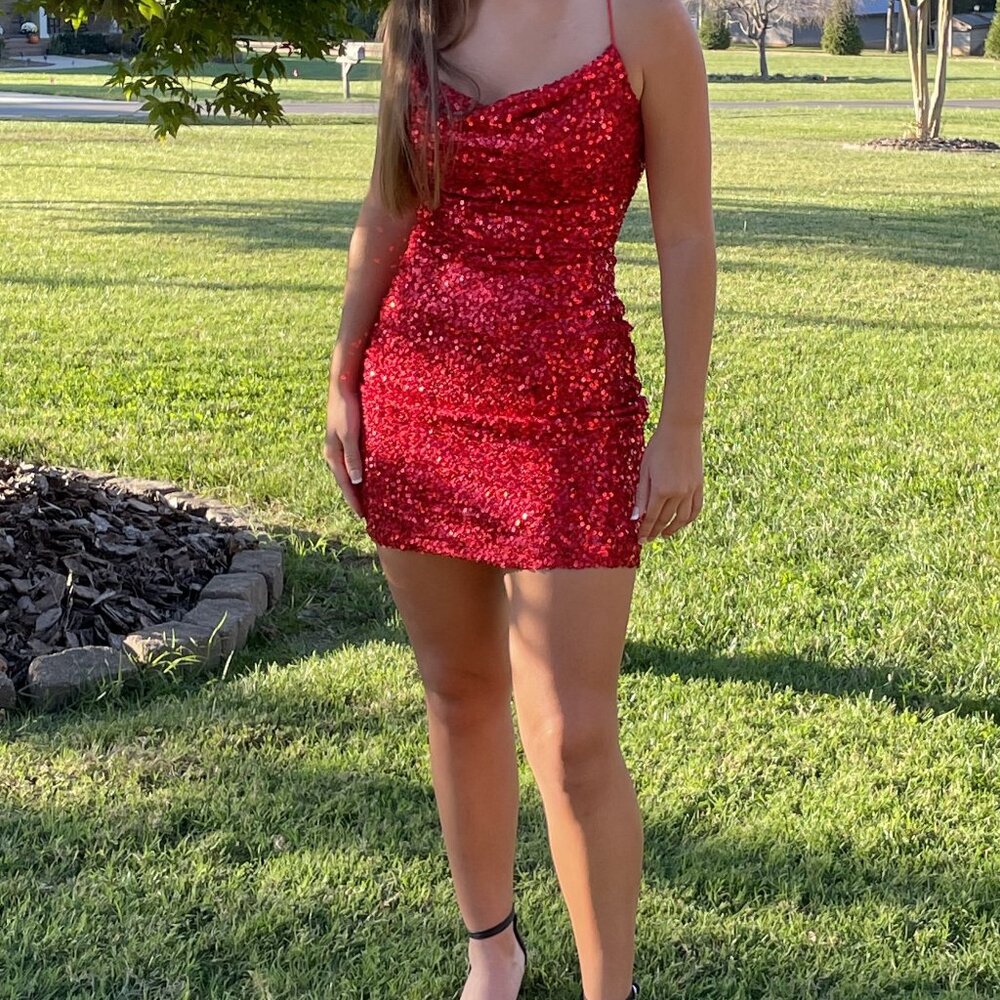 Red Sequin Party Dress Size Small